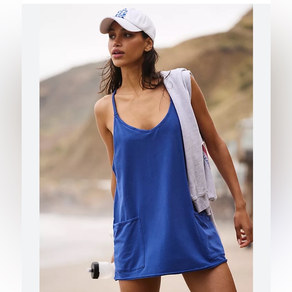 Free People Hot Shot Mini Dress in Radiant Blue